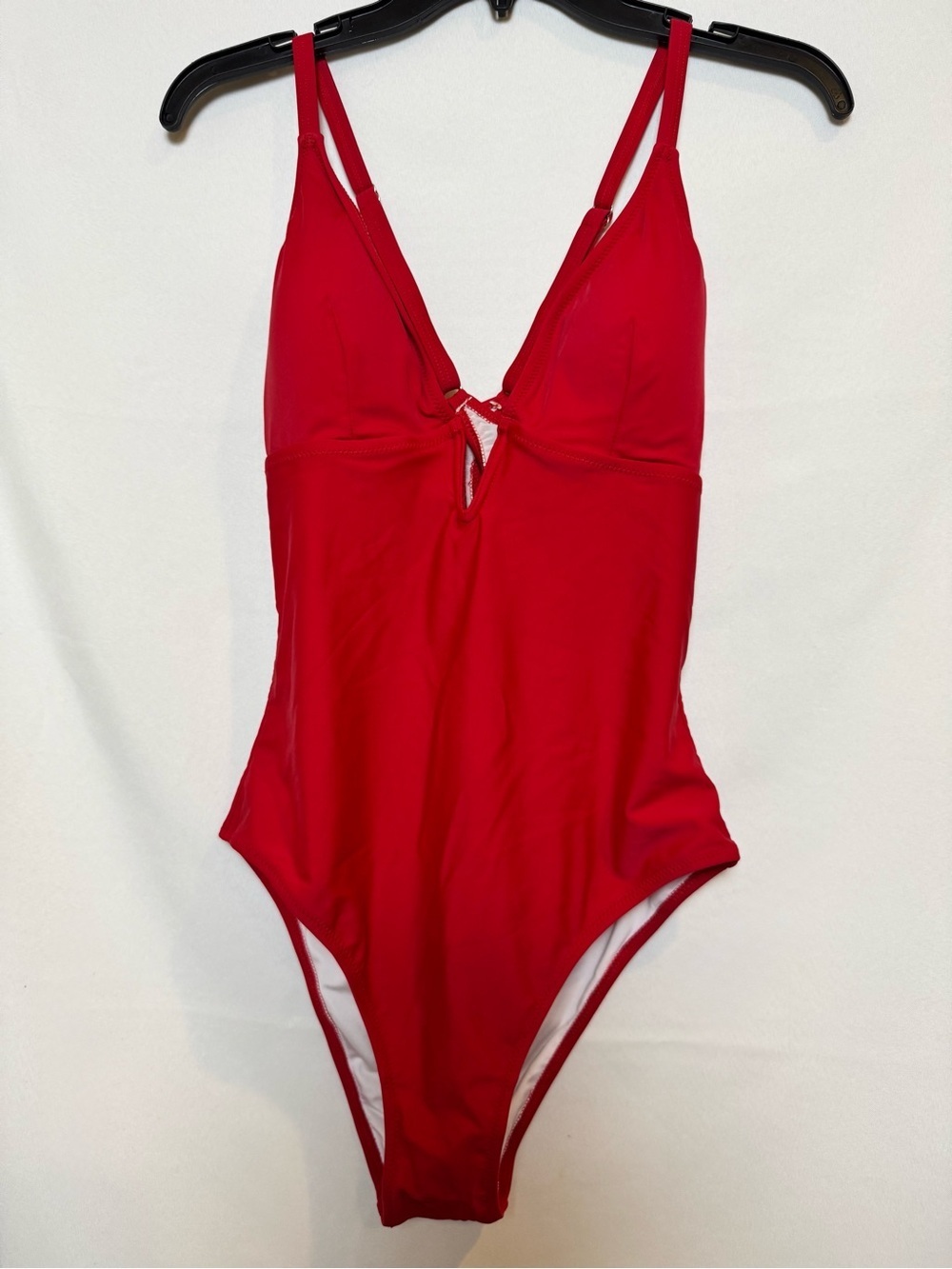 Woman’s Red One-Piece Swimsuit - Classic V-Neck Med
